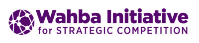 Logo for Wahba Initiative for Strategic Competition featuring a stylized interconnected globe icon on the left, with the text in bold purple letters.